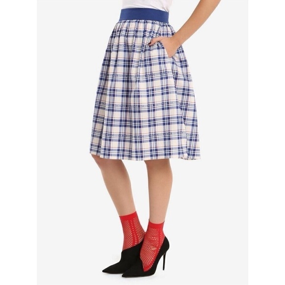 Her Universe Dr. Who Plaid Police Box Novelty Print Skirt size Large - Picture 4 of 15